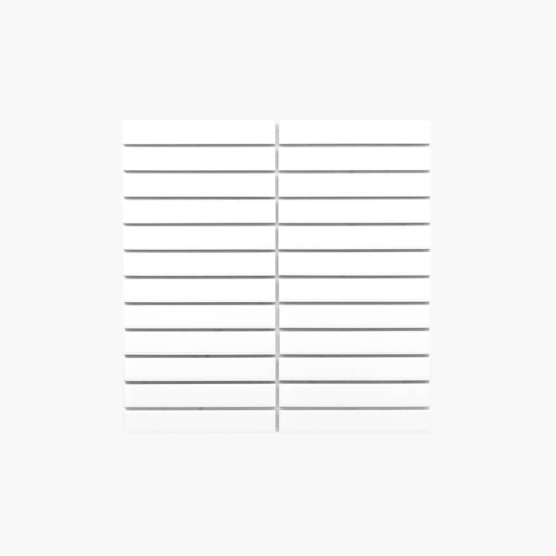 Porcelain Mosaic Kit Kat 22x145 Matt White Porcelain Mosaic Tilemall