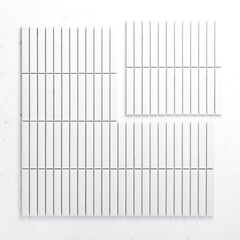 Porcelain Mosaic Kit Kat 22x145 Matt White Porcelain Mosaic Tilemall