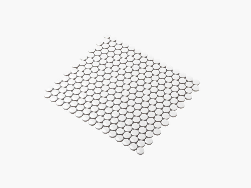 Porcelain Mosaic Penny Round D20 Gloss White Porcelain Mosaic Tilemall