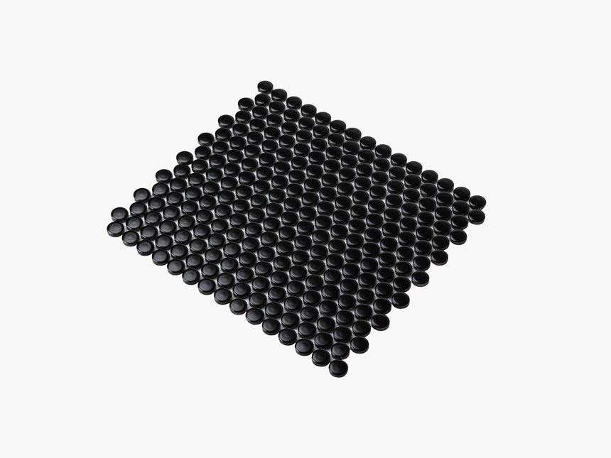 Porcelain Mosaic Penny Round D20 Matt Black Porcelain Mosaic Tilemall