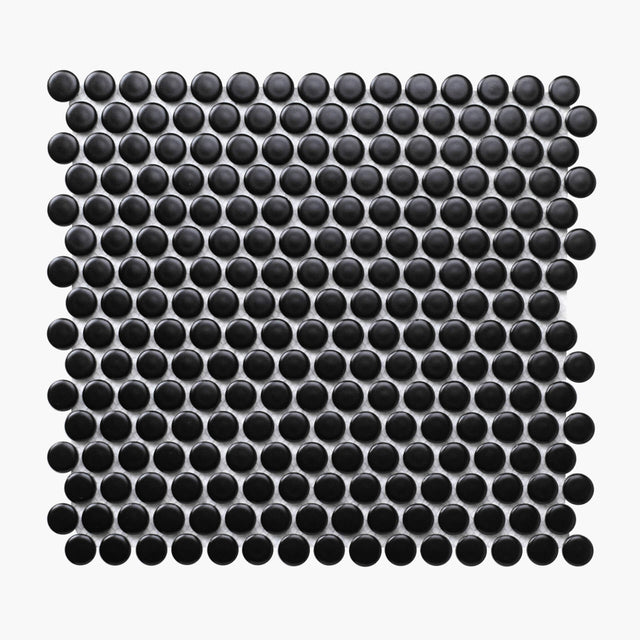 Porcelain Mosaic Penny Round D20 Matt Black Porcelain Mosaic Tilemall