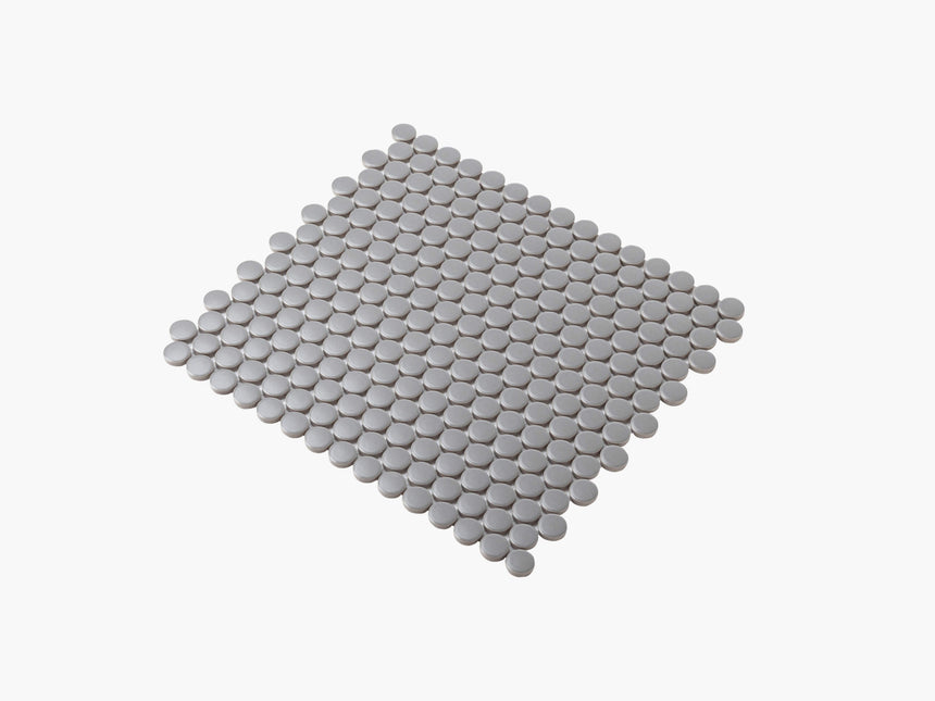 Porcelain Mosaic Penny Round D20 Matt Grey Porcelain Mosaic Tilemall