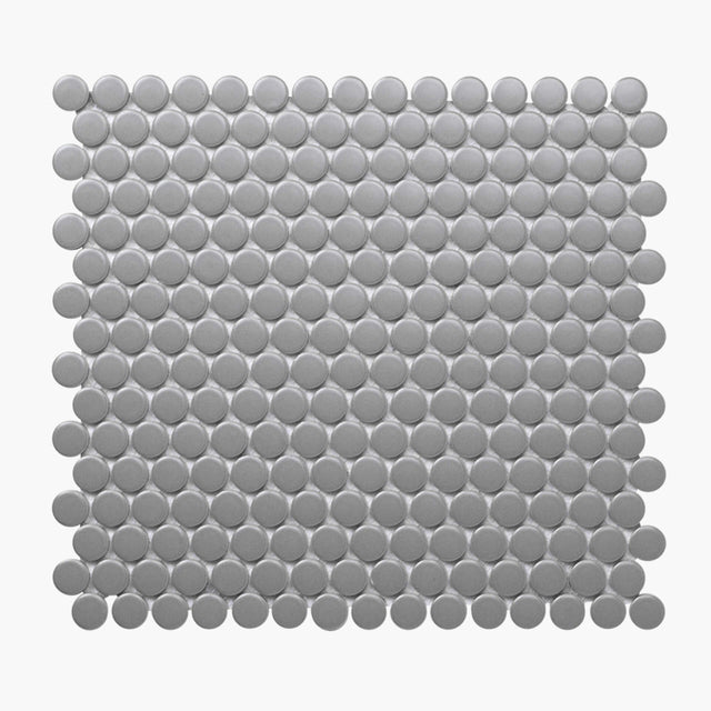 Porcelain Mosaic Penny Round D20 Matt Grey Porcelain Mosaic Tilemall