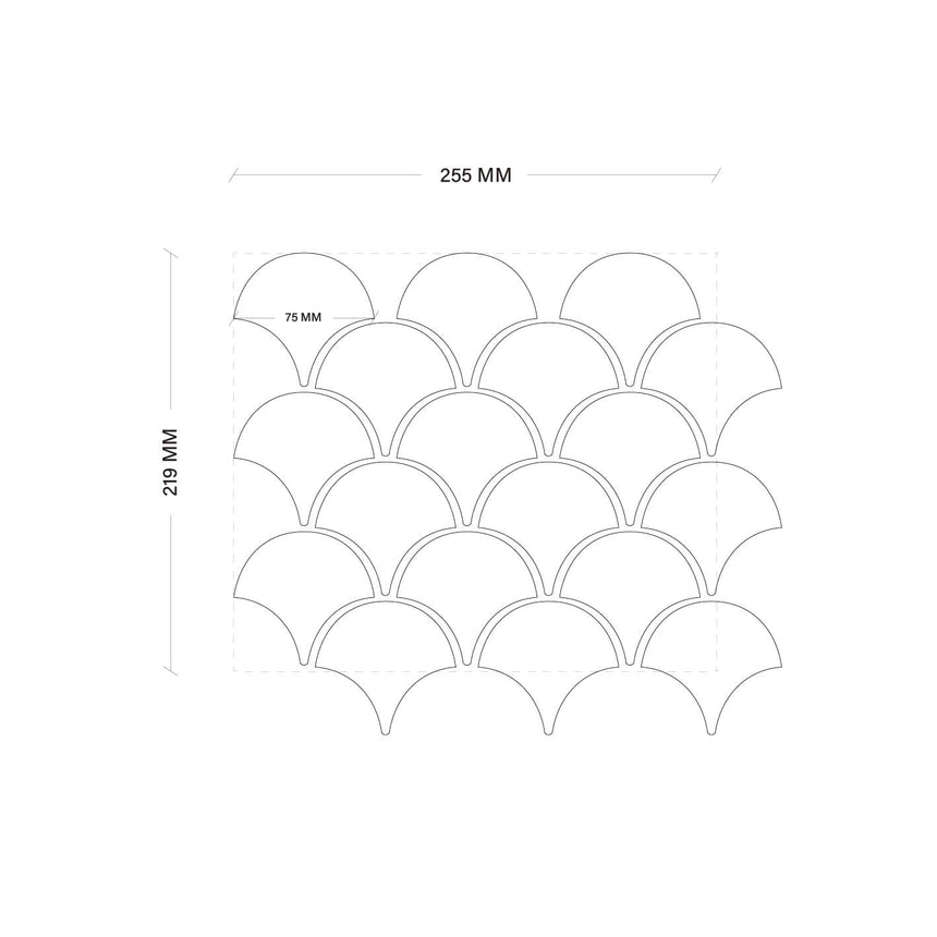Porcelain Mosaic Fish Scale 75mm Matt Carrara Porcelain Mosaic Tilemall