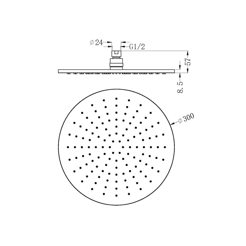 Nero 300mm Round Shower Head Chrome Shower Nero