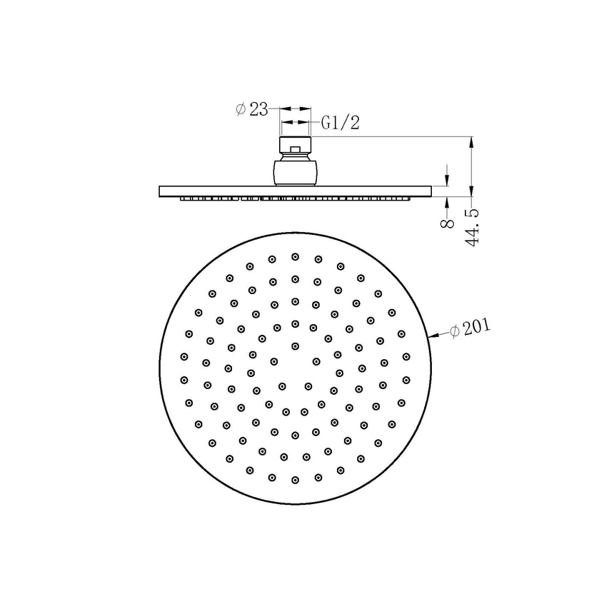 Nero 200mm Round Shower Head Chrome Shower Nero