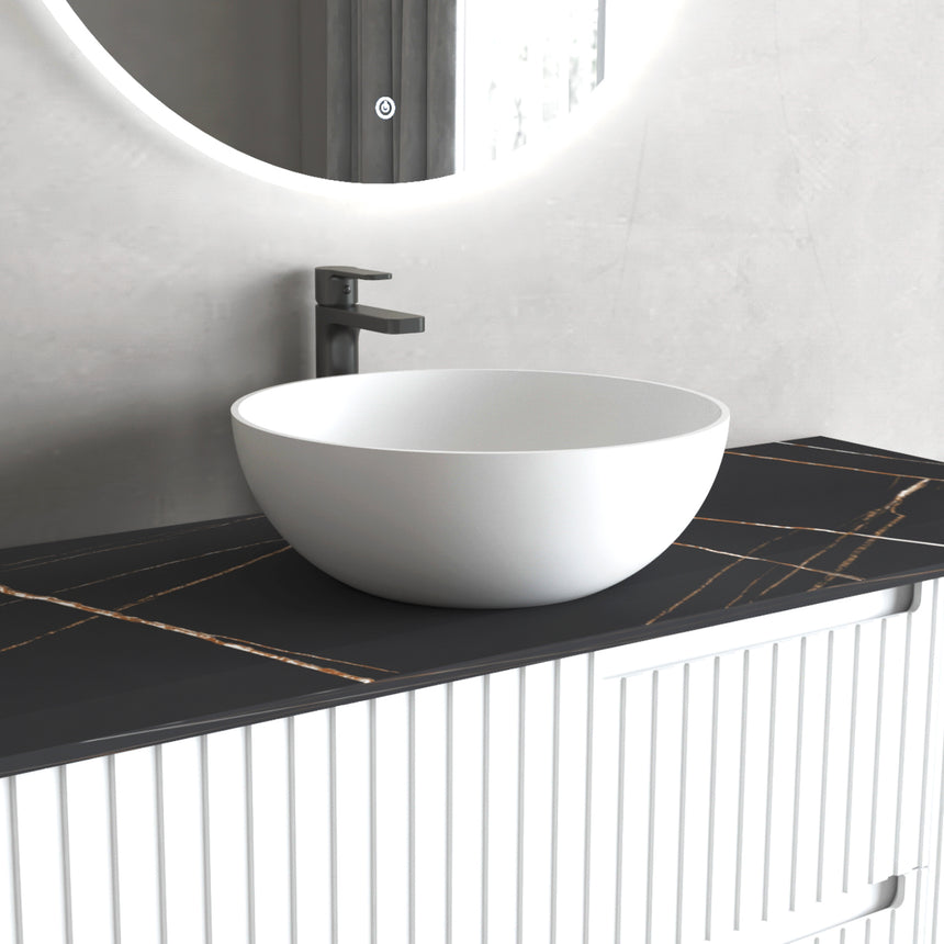London Solid Surface Basin 390x390mm Matte White Bathroom Basin Otti Australia