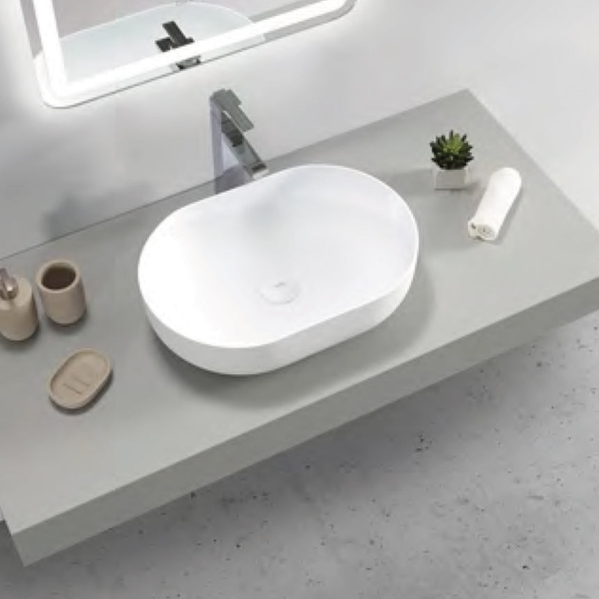 Portofino Solid Surface Basin 500x350mm Matte White Bathroom Basin Otti Australia