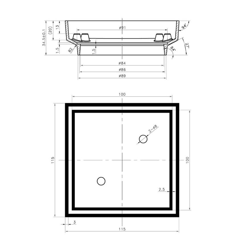 TM Tile Insert Floor Waste 115x115 mm Chrome Other Accessories Sunny