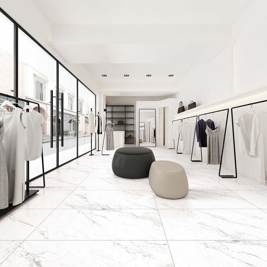 Marble Snow White 1200x600 Matt Marble Look Tiles Dongpeng