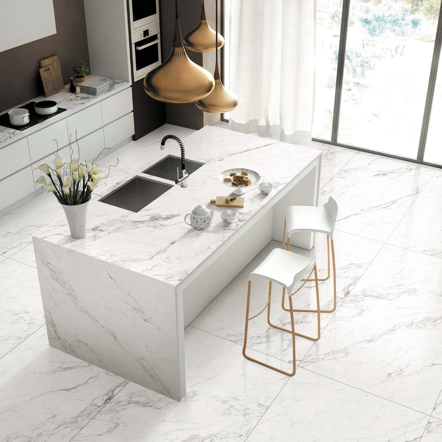 Marble Snow White 1200x600 Matt Marble Look Tiles Dongpeng