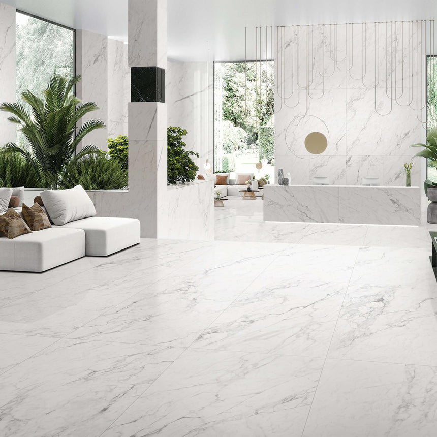 Marble Snow White 1500x750 Honed Marble Look Tiles Dongpeng