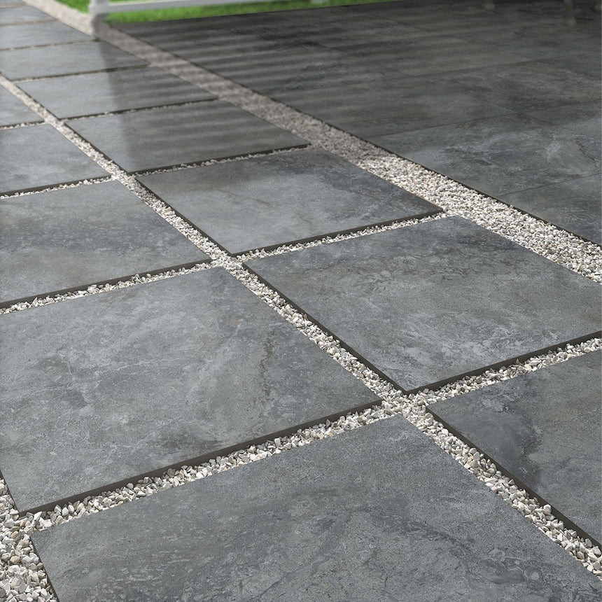 Terra Stone Paver 600x600 Grip Graphite Stone Look Tiles Tilemall