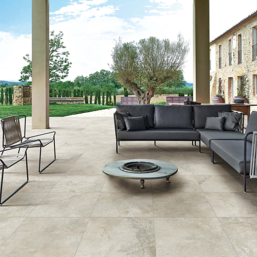 Terra Stone Paver 600x600 Grip Ivory Stone Look Tiles Tilemall