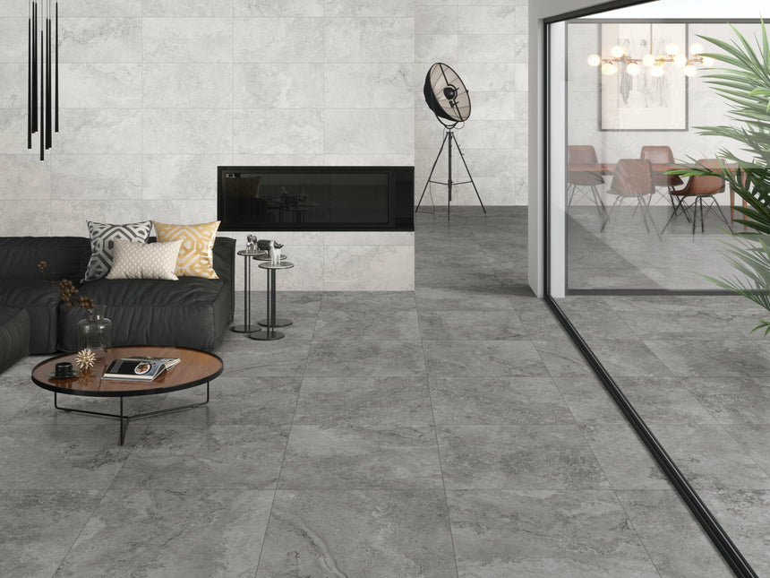 Tibet 600x600 SurfaceTec Coal Stone Look Tiles Tilemall