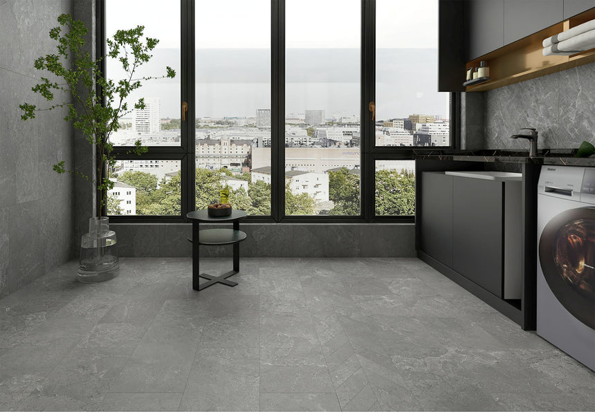 Time Stone 600x600 Surface Tec Dark Grey Stone Look Tiles Dongpeng