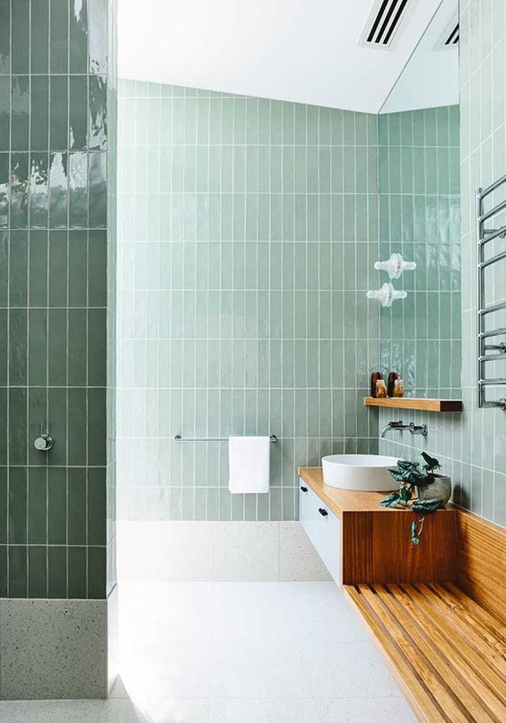 TM Wave Mould Tile 75x300 Gloss Green Subway Tilemall