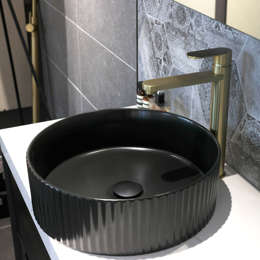 Marlo Above Counter Basin 400mm Round Matte Black Bathroom Basin Otti Australia