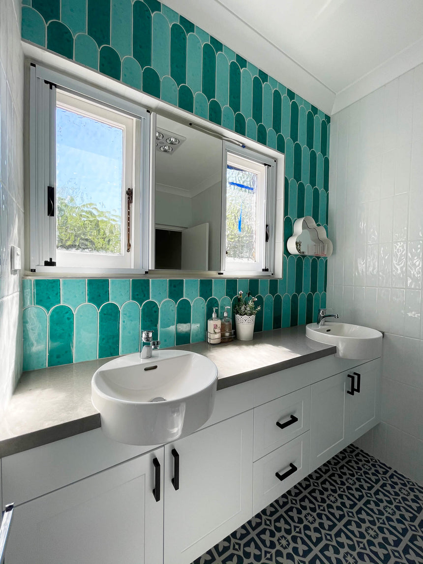 Handmade Feather 85x300 Glossy Sky Blue Subway Tilemall