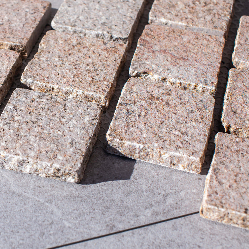 Cobble Stone Net Back Stacked 90x90x20 Honey Jasper Cobble Stone Tilemall