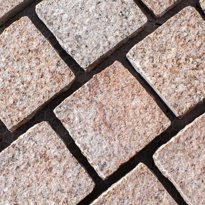 Cobble Stone Net Back Stacked 90x90x20 Honey Jasper Cobble Stone Tilemall