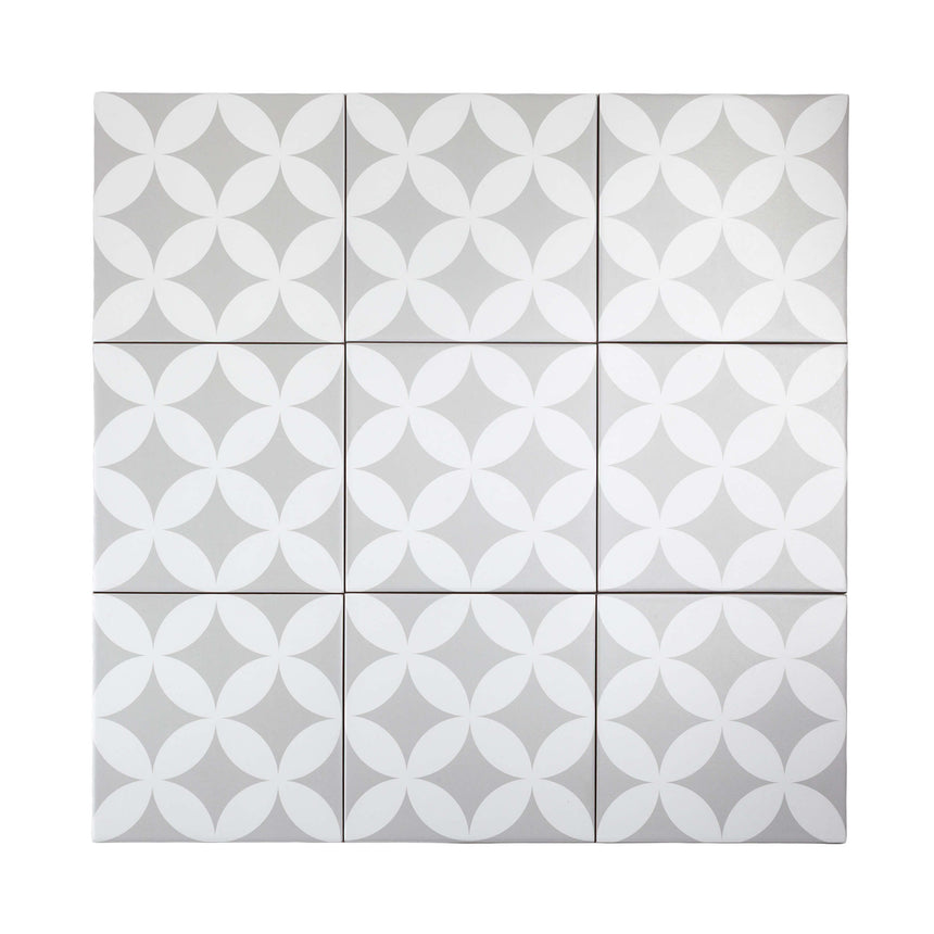 Pattern Tile 200x200 Matt Grey 211619 Encaustic Look Pressed
