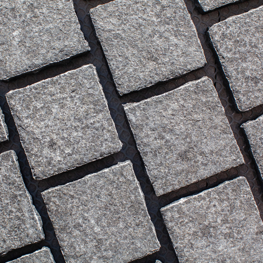 Cobble Stone Net Back Stacked 90x90x20 Raven Black Cobble Stone Tilemall