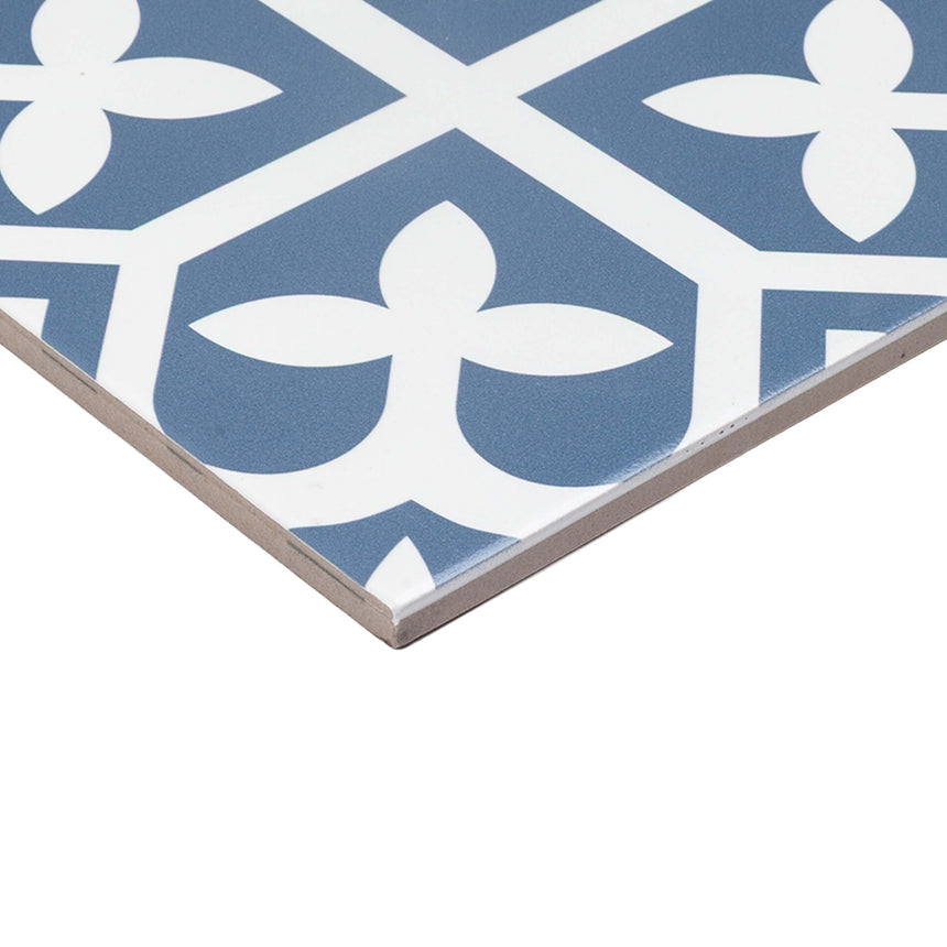 Pattern Tile 200x200 Matt Baby Blue Encaustic Look Pressed