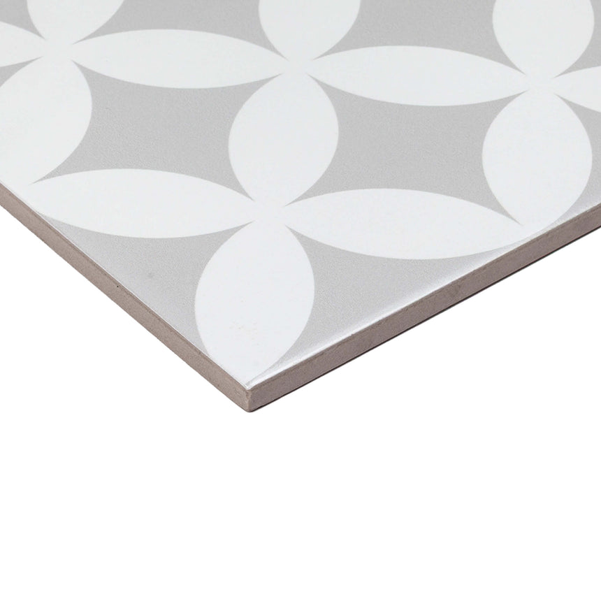 Pattern Tile 200x200 Matt Grey 211619 Encaustic Look Pressed