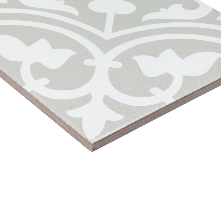 Pattern Tile 200x200 Matt Grey 211514 Encaustic Look Pressed