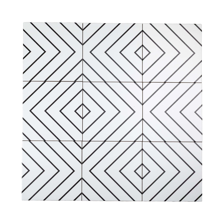 Pattern Tile 200x200 Matt White 210130 Encaustic Look Pressed