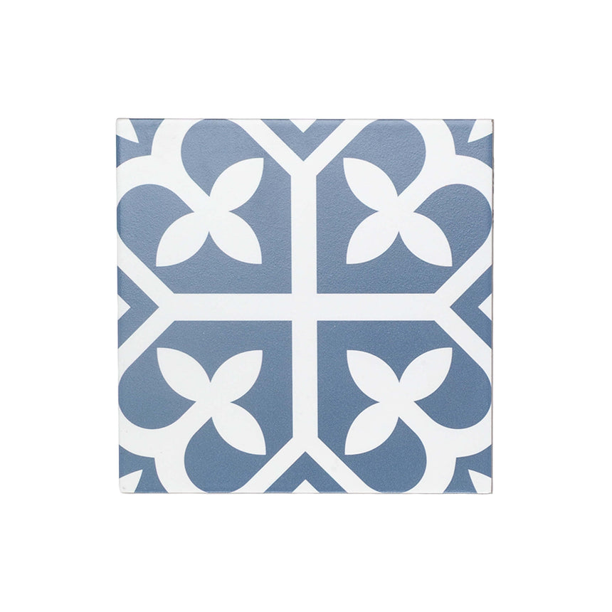 Pattern Tile 200x200 Matt Baby Blue Encaustic Look Pressed