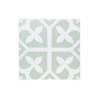 Pattern Tile 200x200 Matt Pale Green Encaustic Look Pressed