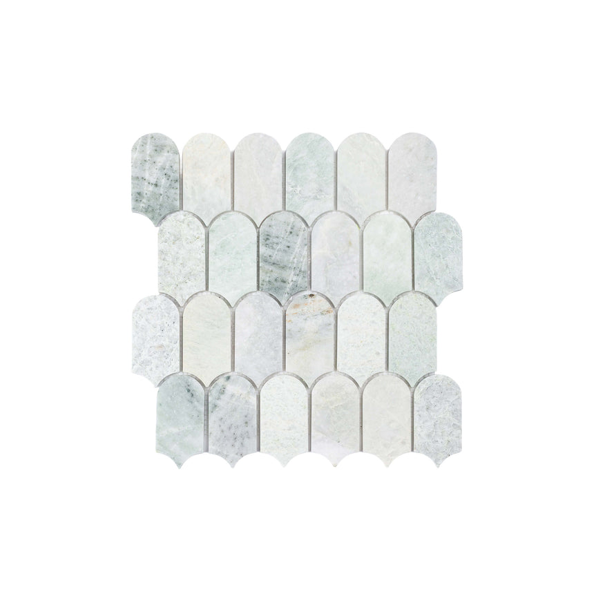 Marble Mosaic Feather 96x48mm Honed Ming Green