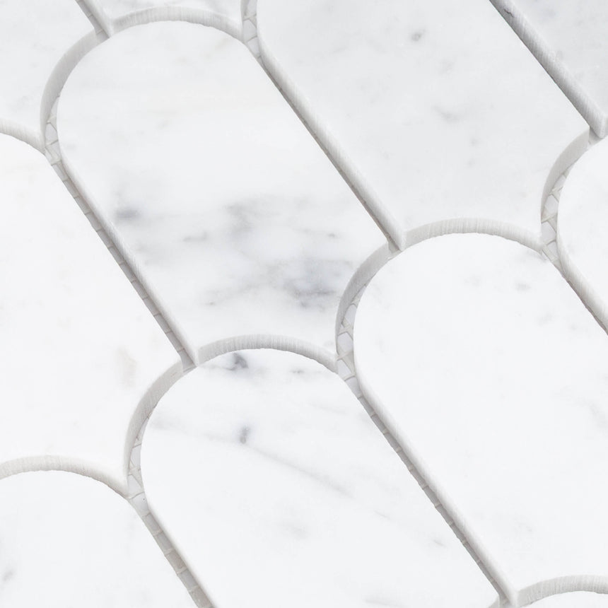 Marble Mosaic Feather 96x48mm Honed Carrara