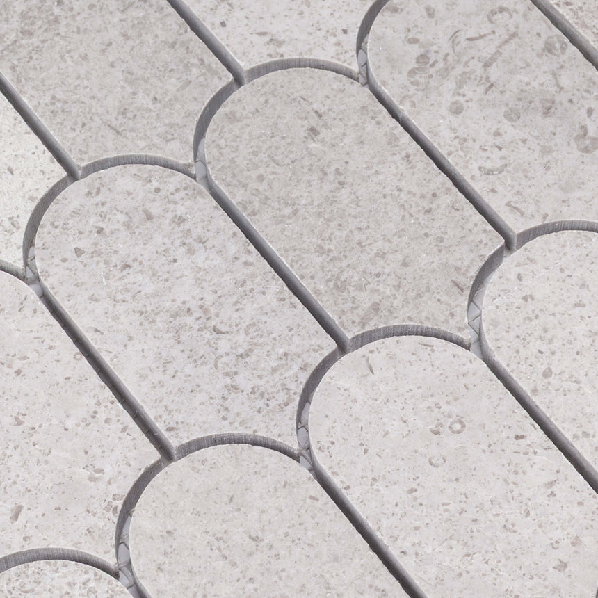 Marble Mosaic Feather 96x48mm Honed New Grey