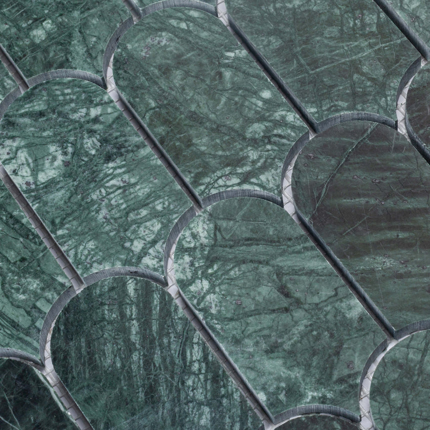 Marble Mosaic Feather 96x48mm Honed Indian Green