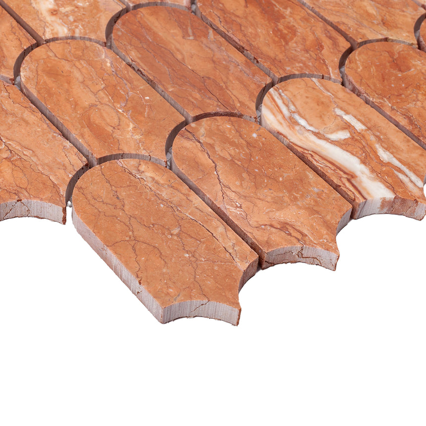 Marble Mosaic Feather 96x48mm Honed Rojo Alicante