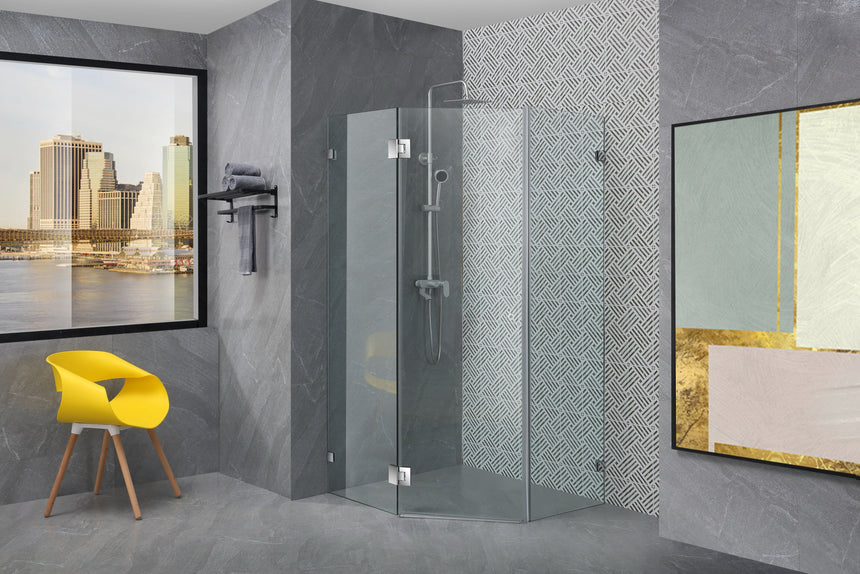 Covey CVP063 frameless diamond pivot shower screen in Chrome