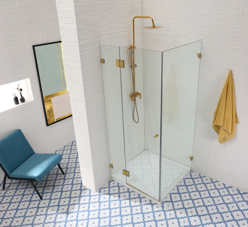 Covey CVP062 Brushed Gold square corner shower enclosure