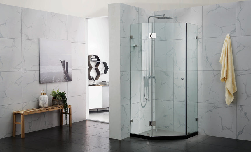 Covey CVP063 Chrome frameless diamond shower screen installation