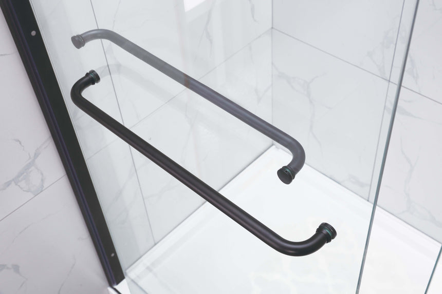 Covey DS03 Matt Black round edge handles on both sliding doors