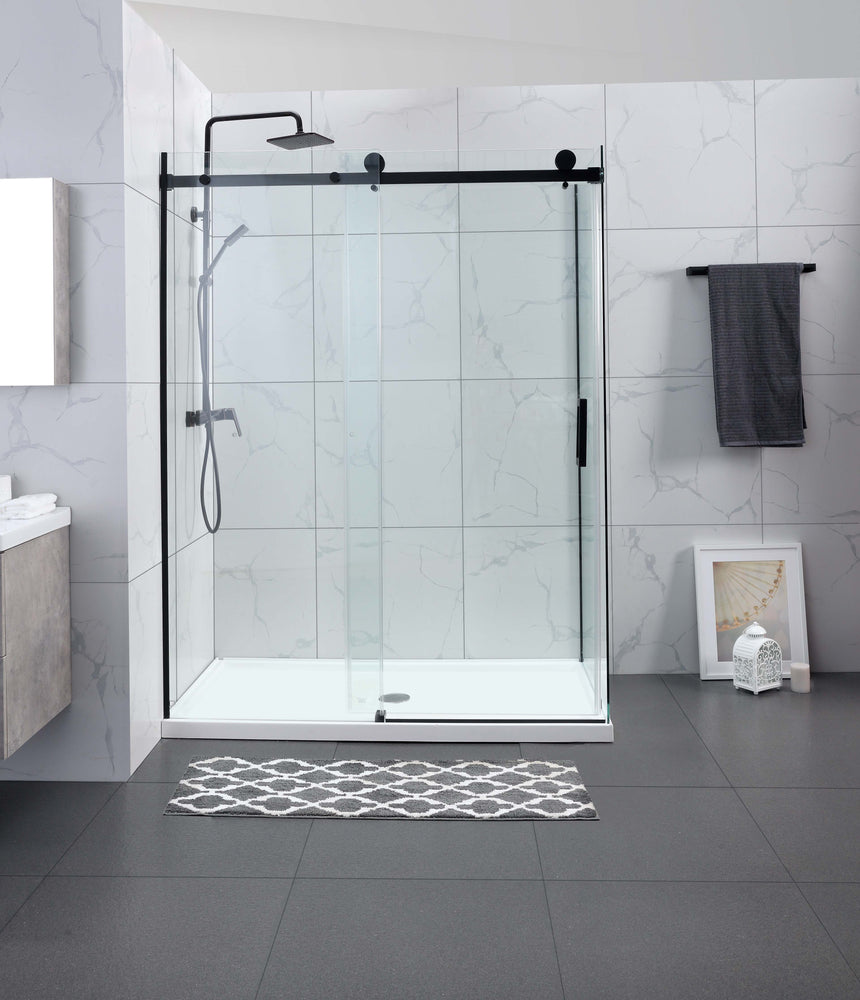 Covey CVP031 frameless single sliding shower door in Black