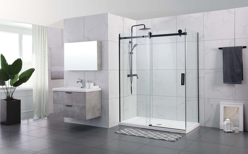 Covey CVP031 Black sliding shower door with a separately available return panel