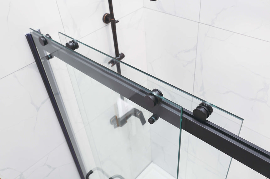 Covey DS03 Matt Black roller rail and sliding glass panels