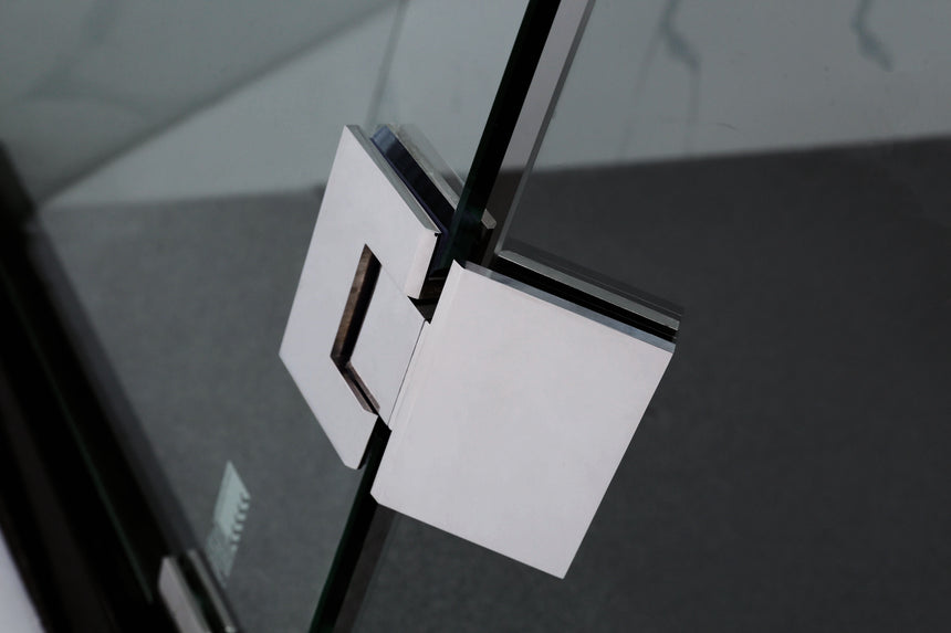 Covey CVP063 Chrome glass-to-glass hinge detail