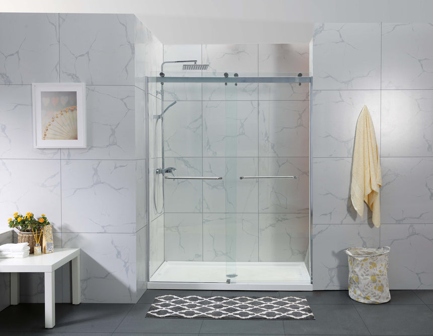 Covey DS03 frameless bypass sliding shower screen in Chrome