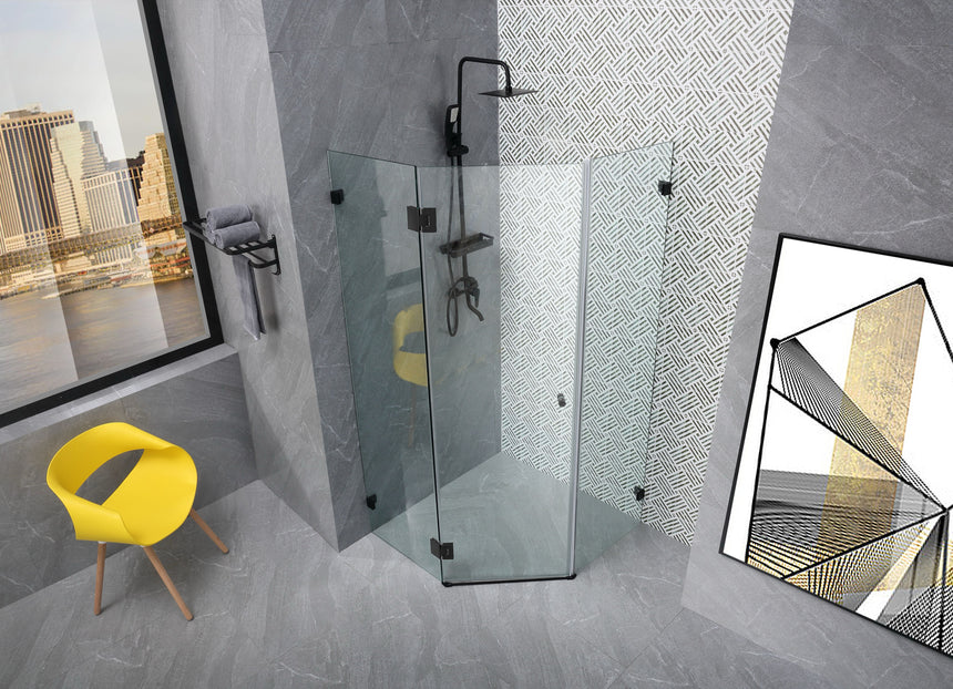 Covey CVP063 frameless diamond pivot shower screen in Black