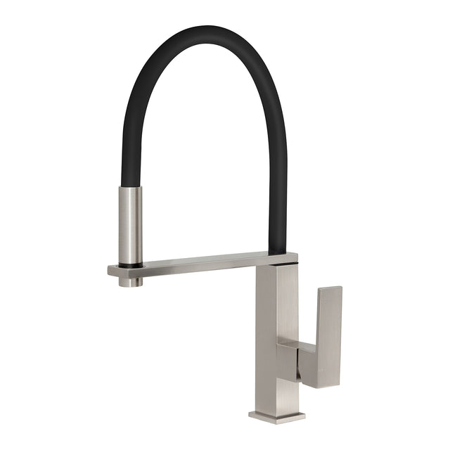Phoenix Vezz Flexible Hose Sink Mixer 220mm Squareline Brushed Nickel, product view