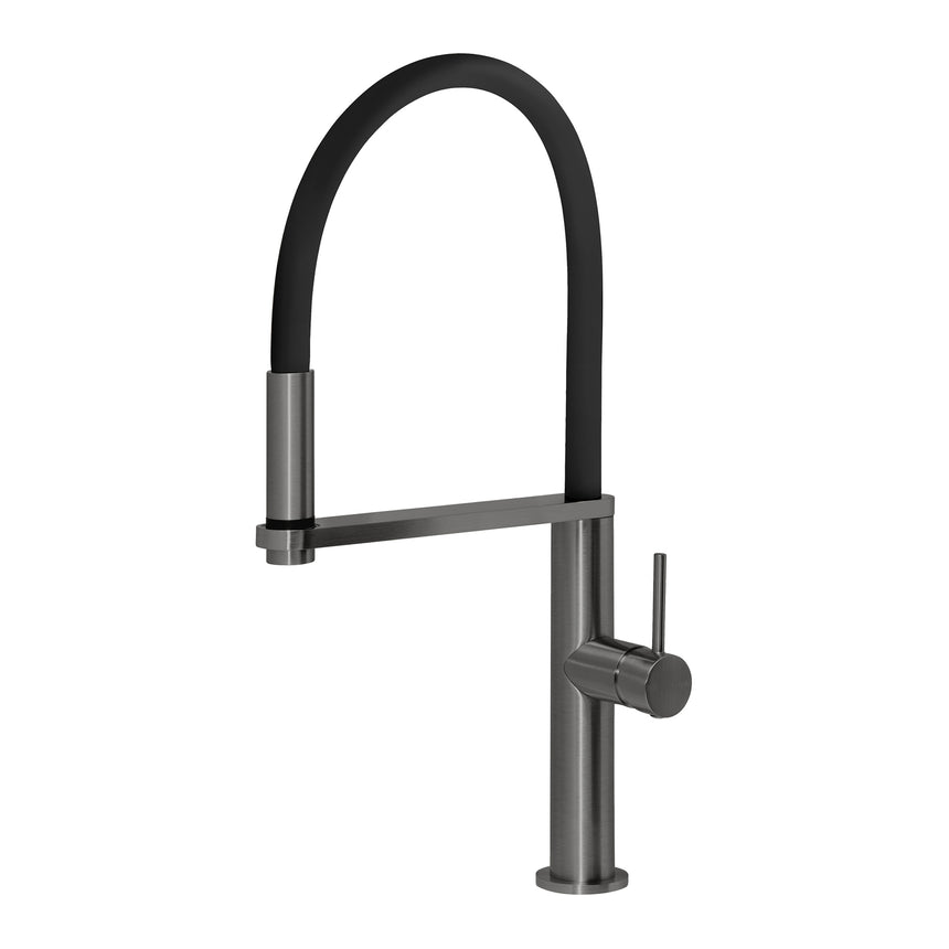 Phoenix Blix Flexible Hose Sink Mixer 220mm Round Brushed Carbon, product view